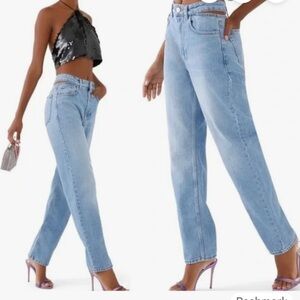 Frame Stonewashed Blue Jean with Waist Cutout Size 30